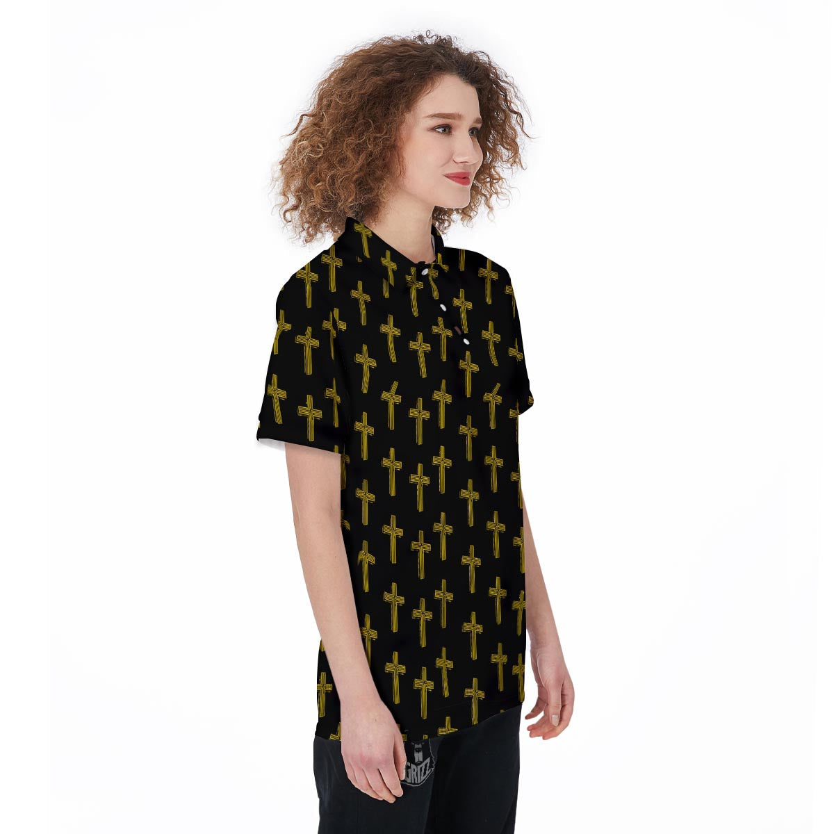 Religious Christian Cross Print Pattern Women's Golf Shirts-grizzshop