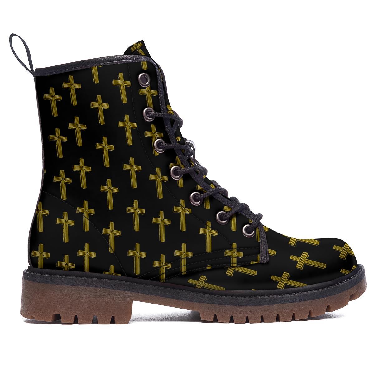 Religious Christian Cross Print Pattern Work Boots-grizzshop