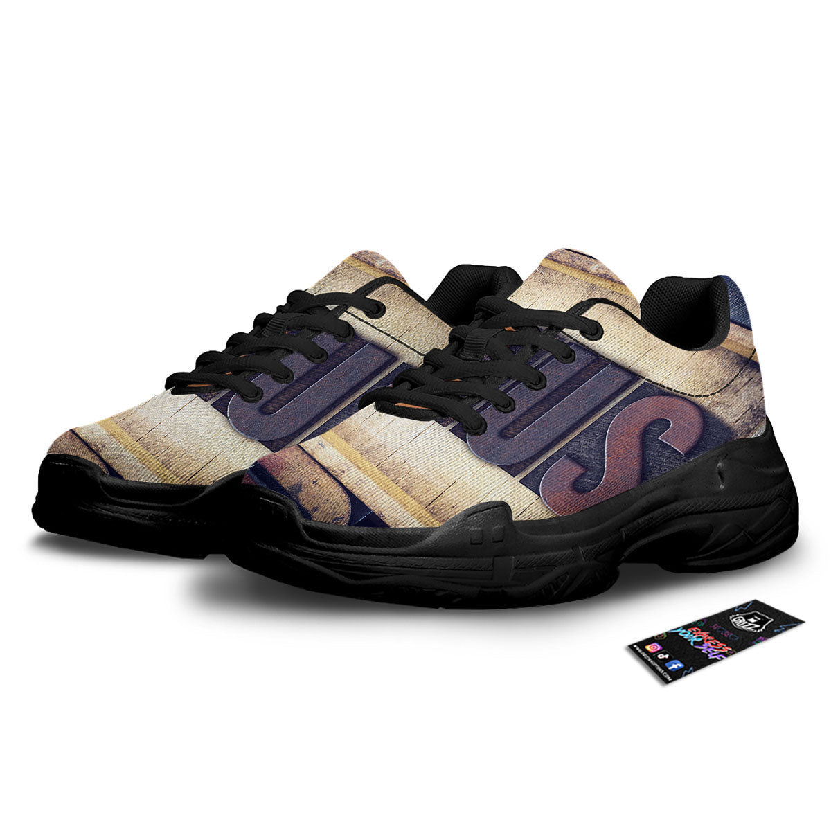 Religious Jesus Words Print Black Chunky Shoes-grizzshop