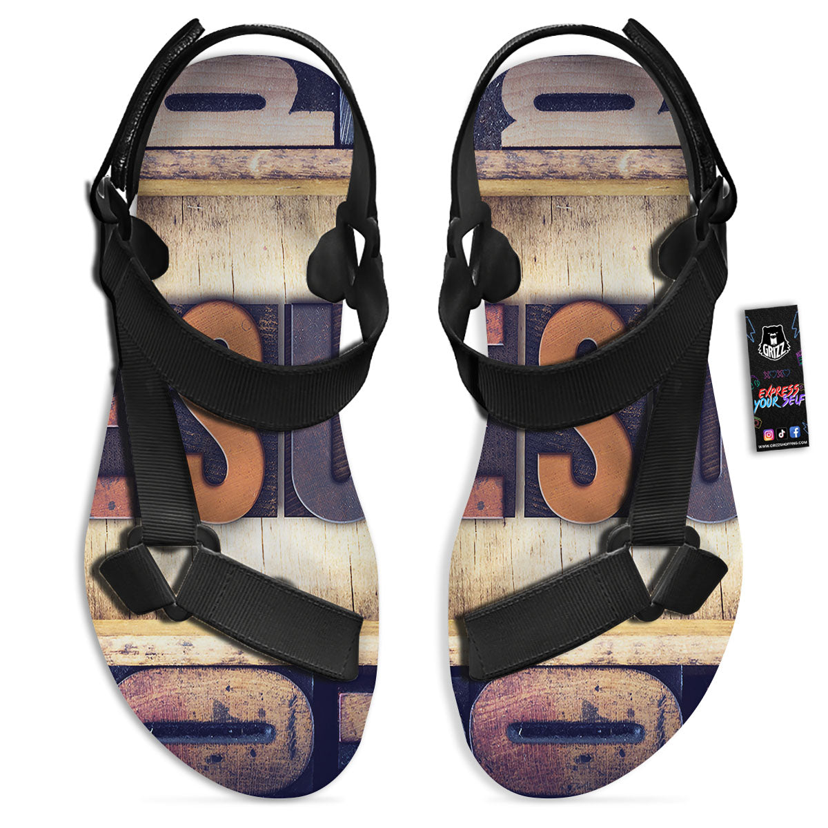 Religious Jesus Words Print Black Open Toe Sandals-grizzshop