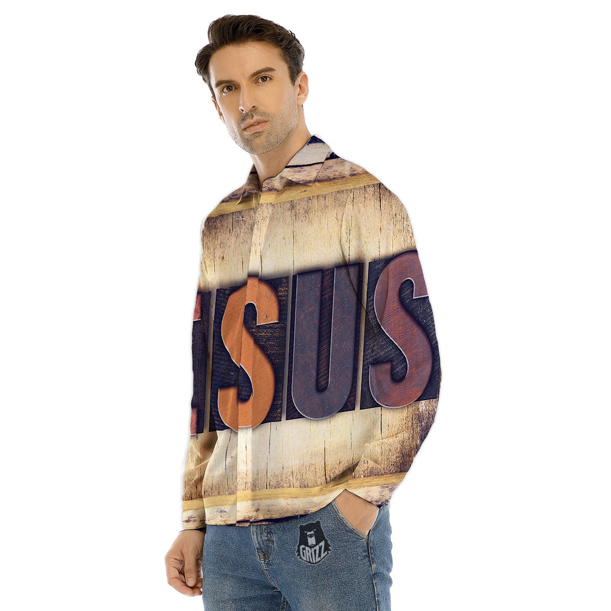 Religious Jesus Words Print Men's Dress Shirts-grizzshop