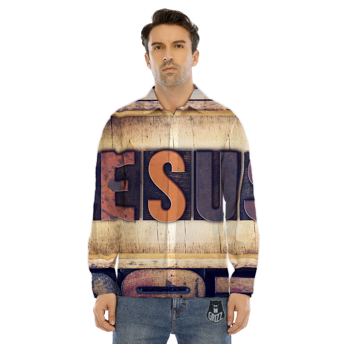 Religious Jesus Words Print Men's Dress Shirts-grizzshop