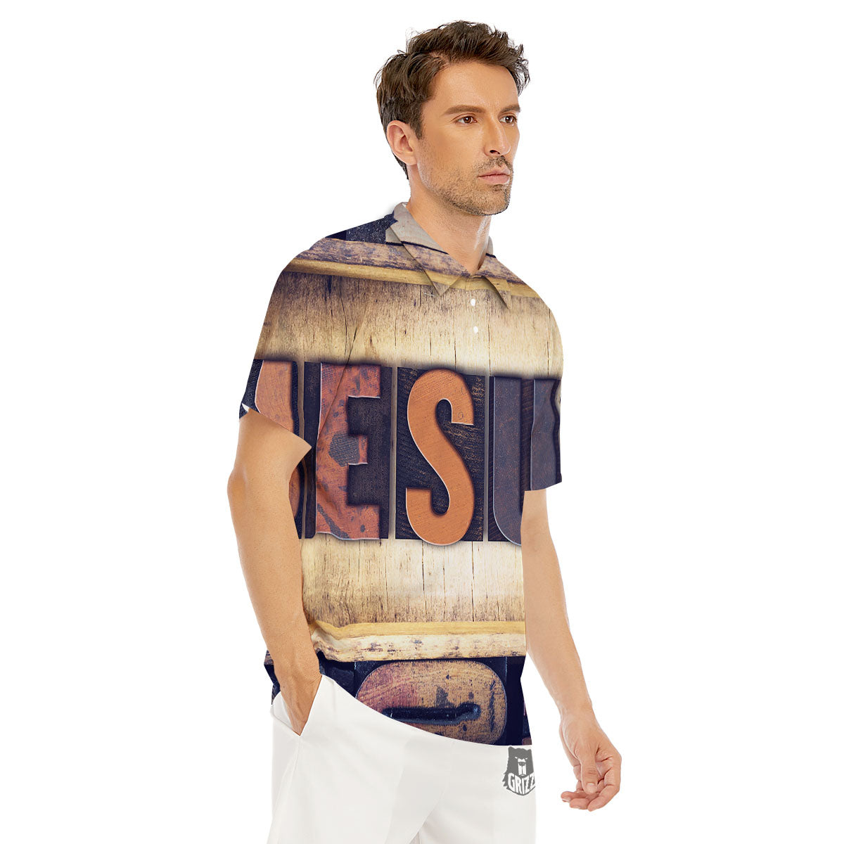Religious Jesus Words Print Men's Golf Shirts-grizzshop