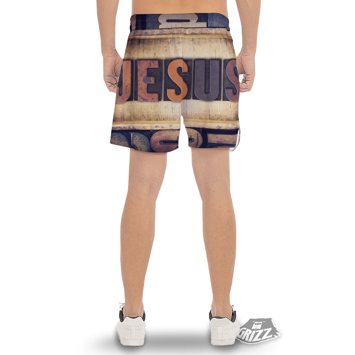 Religious Jesus Words Print Men's Gym Shorts-grizzshop