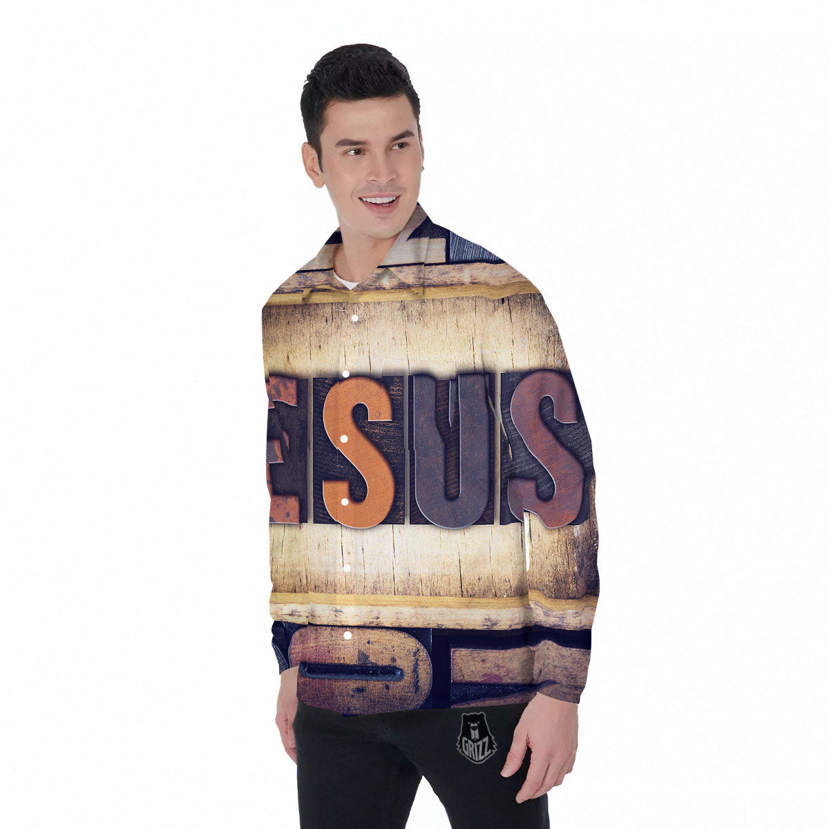 Religious Jesus Words Print Men's Long Sleeve Shirts-grizzshop