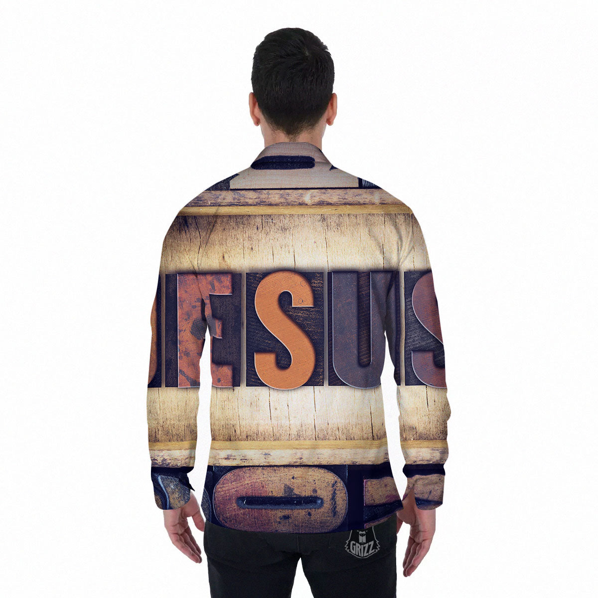 Religious Jesus Words Print Men's Long Sleeve Shirts-grizzshop