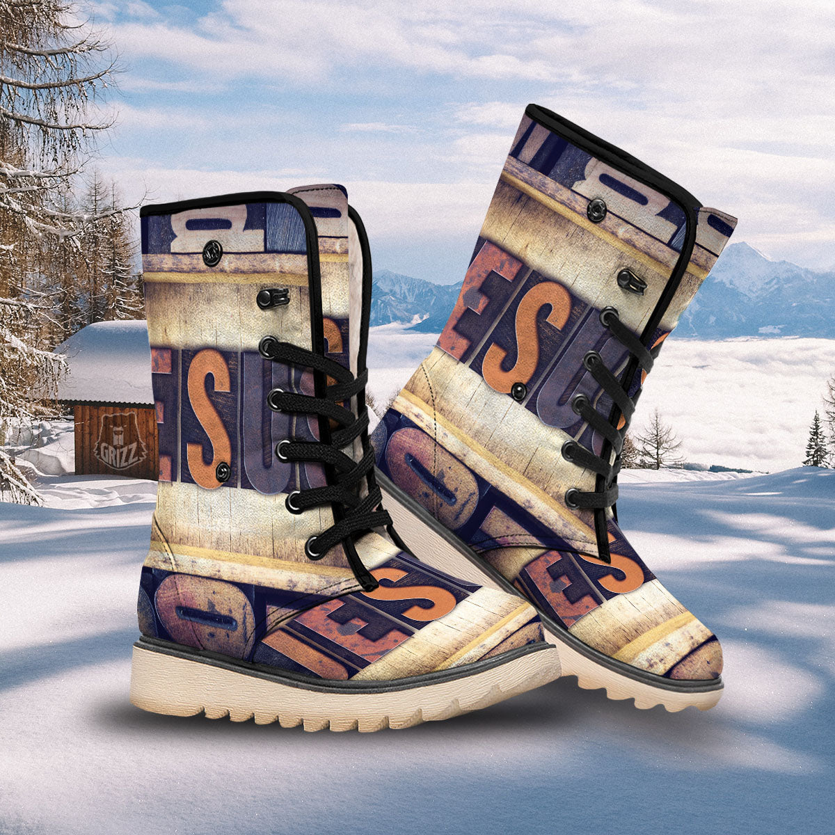 Religious Jesus Words Print Snow Boots-grizzshop