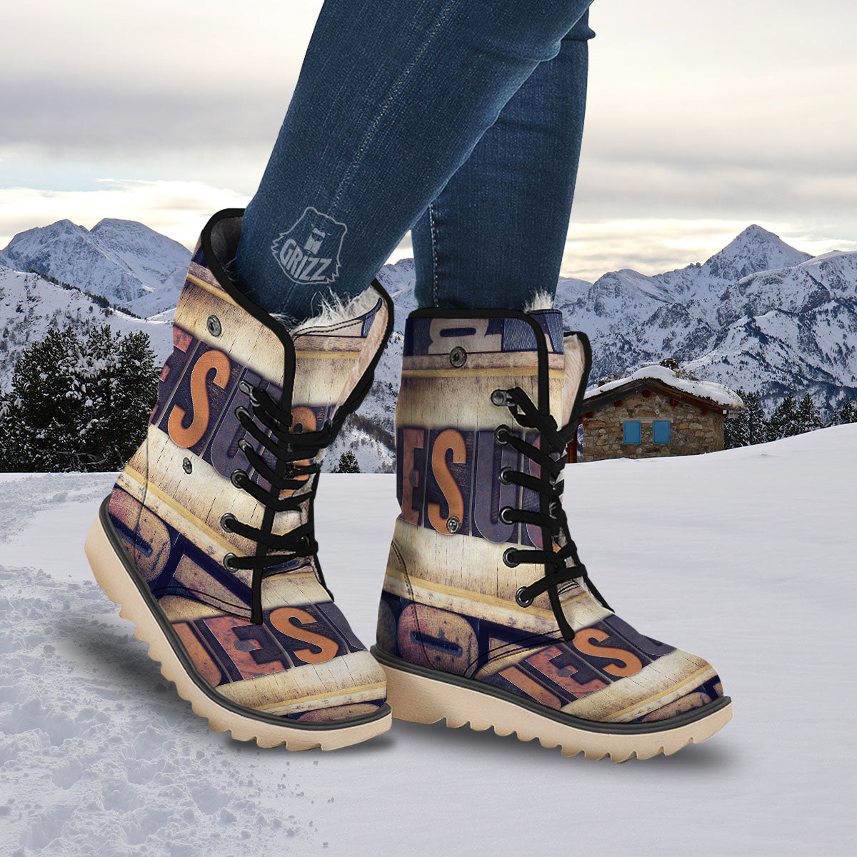 Religious Jesus Words Print Snow Boots-grizzshop