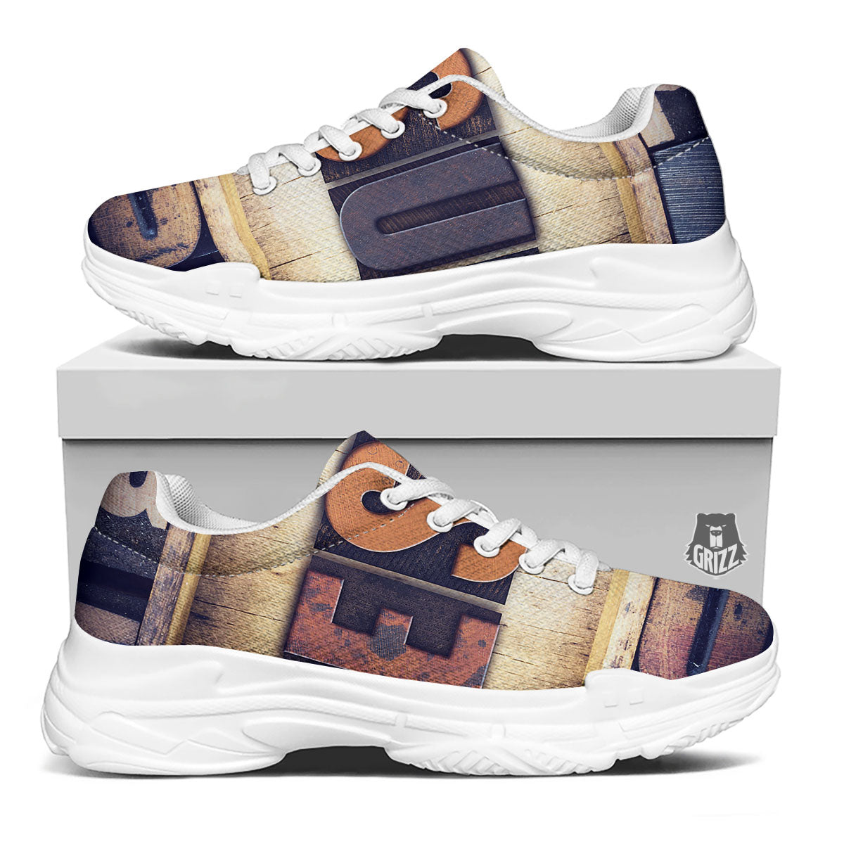 Religious Jesus Words Print White Chunky Shoes-grizzshop