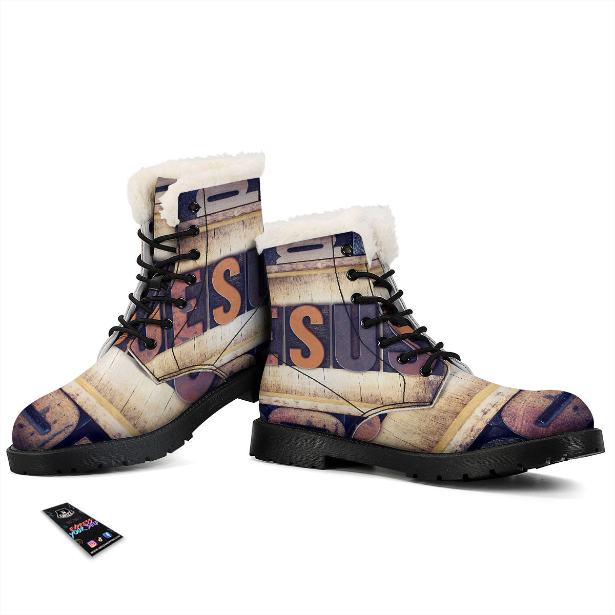 Religious Jesus Words Print Winter Boots-grizzshop