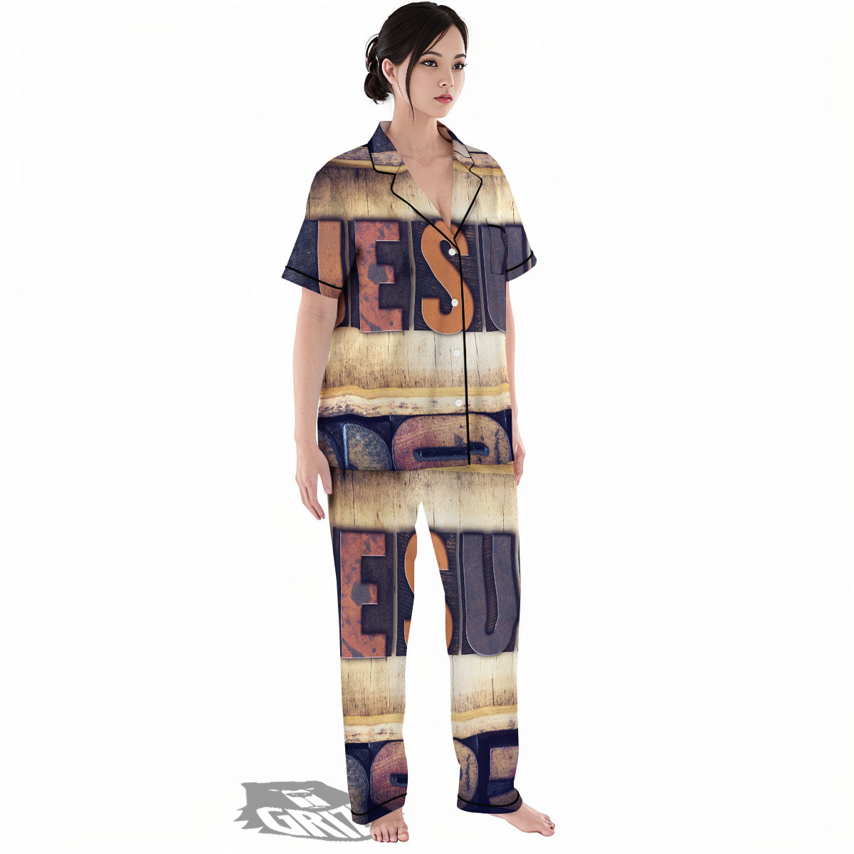 Religious Jesus Words Print Women's Pajamas Set-grizzshop