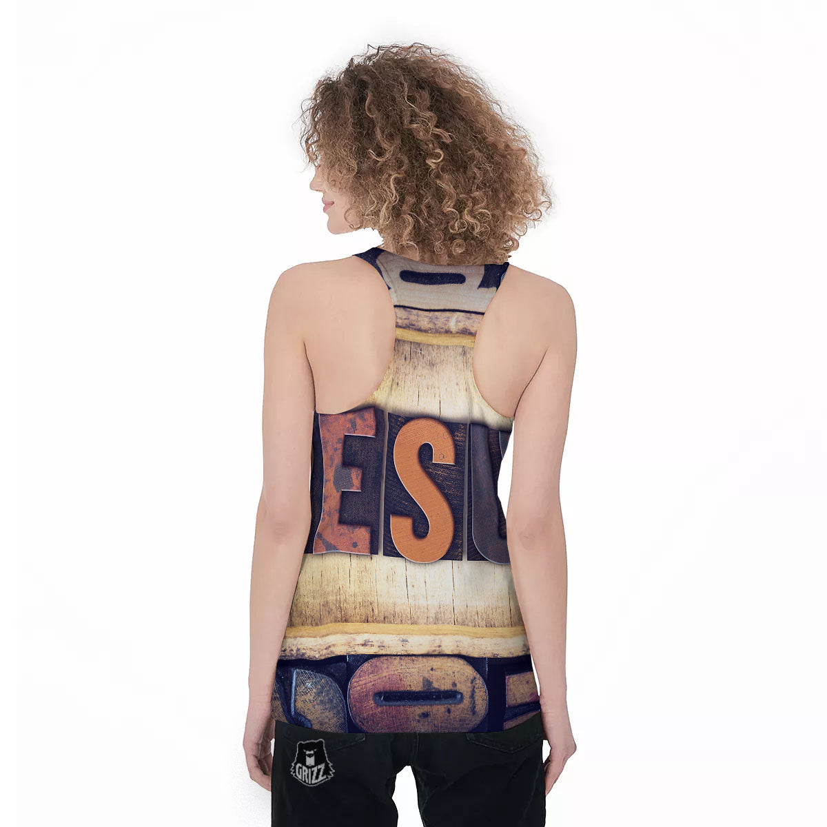 Religious Jesus Words Print Women's Racerback Tank Top-grizzshop