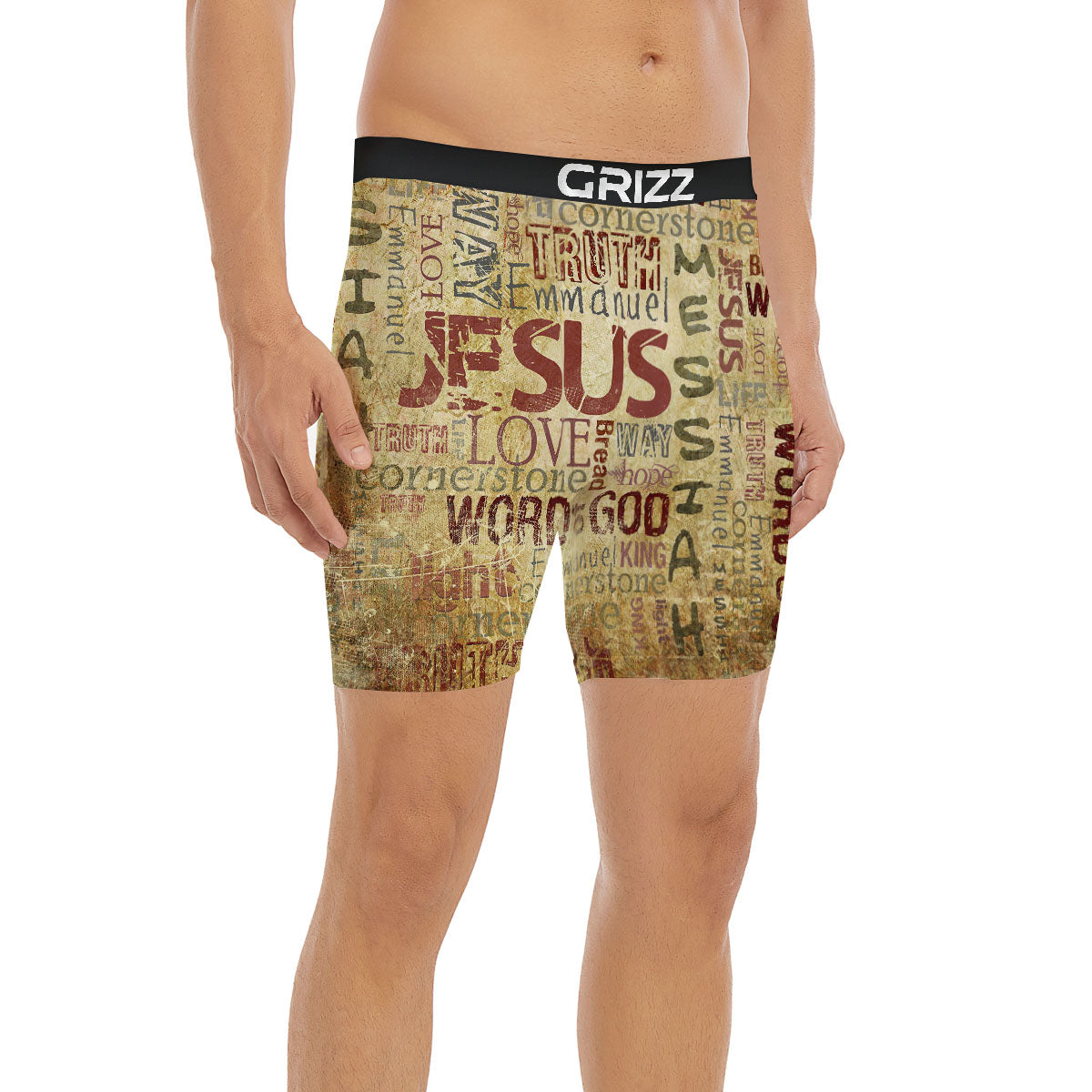 Religious Of God Word Print Boxer Briefs-grizzshop