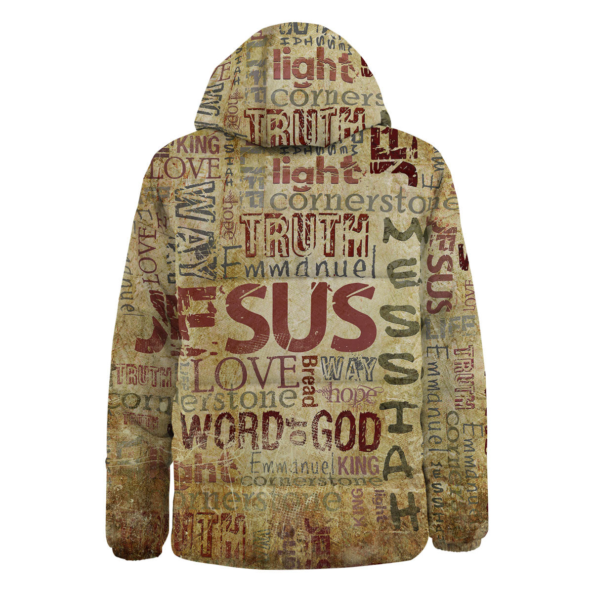 Religious Of God Word Print Down Jacket-grizzshop