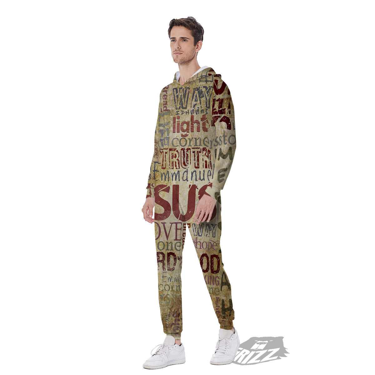 Religious Of God Word Print Men's Jumpsuit-grizzshop