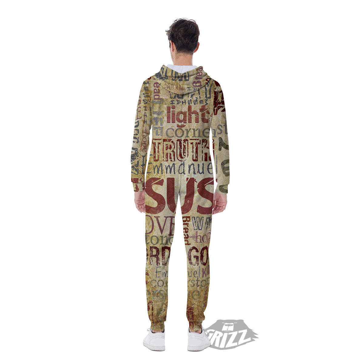 Religious Of God Word Print Men's Jumpsuit-grizzshop