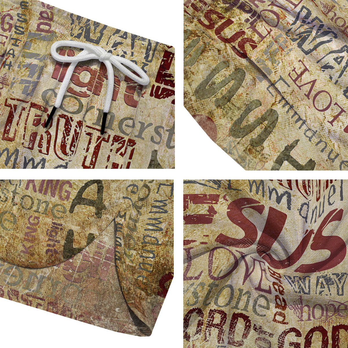 Religious Of God Word Print Men's Running Shorts-grizzshop