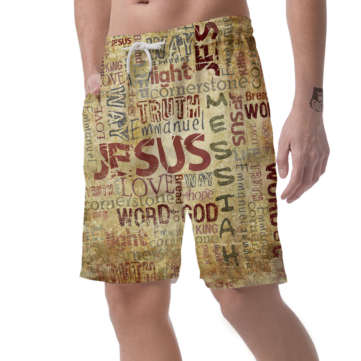 Religious Of God Word Print Men's Shorts-grizzshop