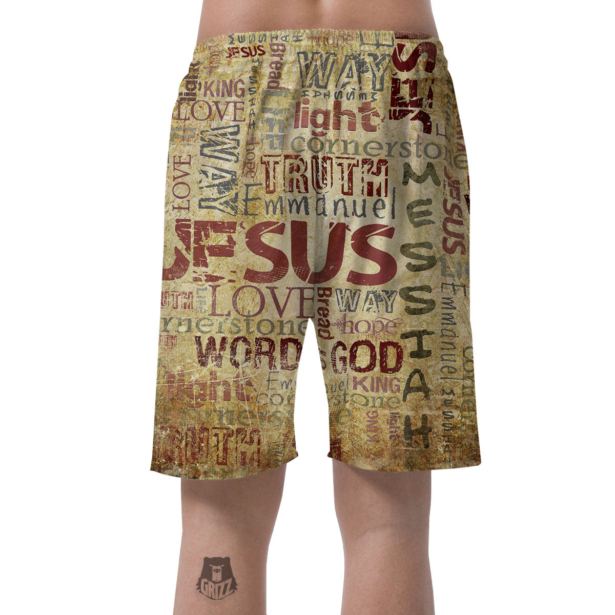 Religious Of God Word Print Men's Shorts-grizzshop