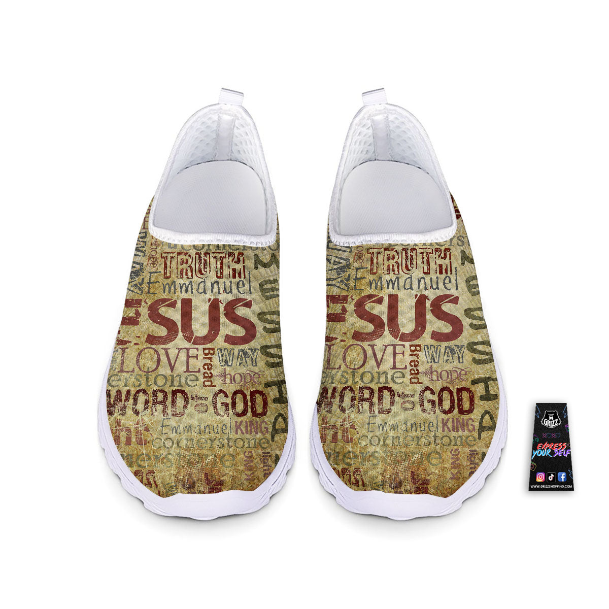 Religious Of God Word Print Nurse Shoes-grizzshop