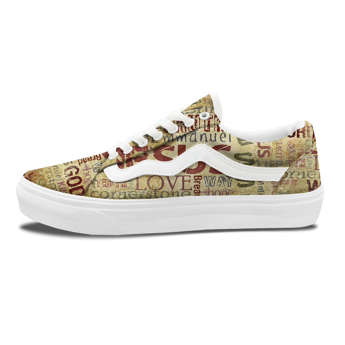 Religious Of God Word Print Skate Shoes-grizzshop