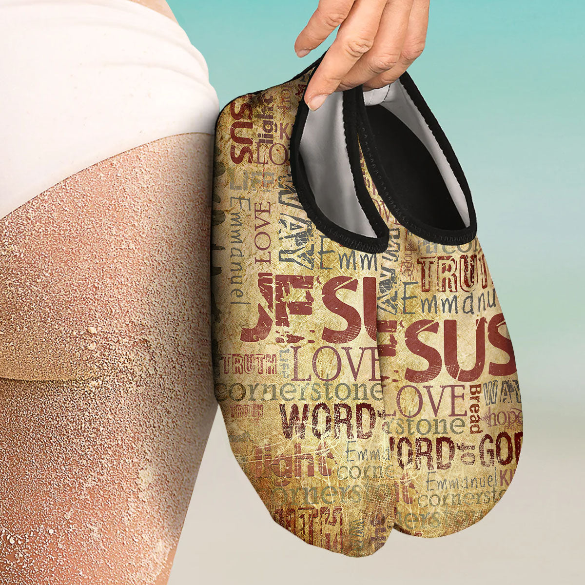 Religious Of God Word Print Water Shoes-grizzshop