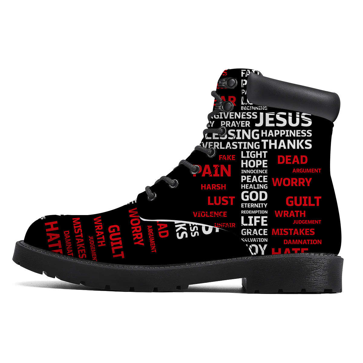 Religious Words Christian Cross Print Boots-grizzshop