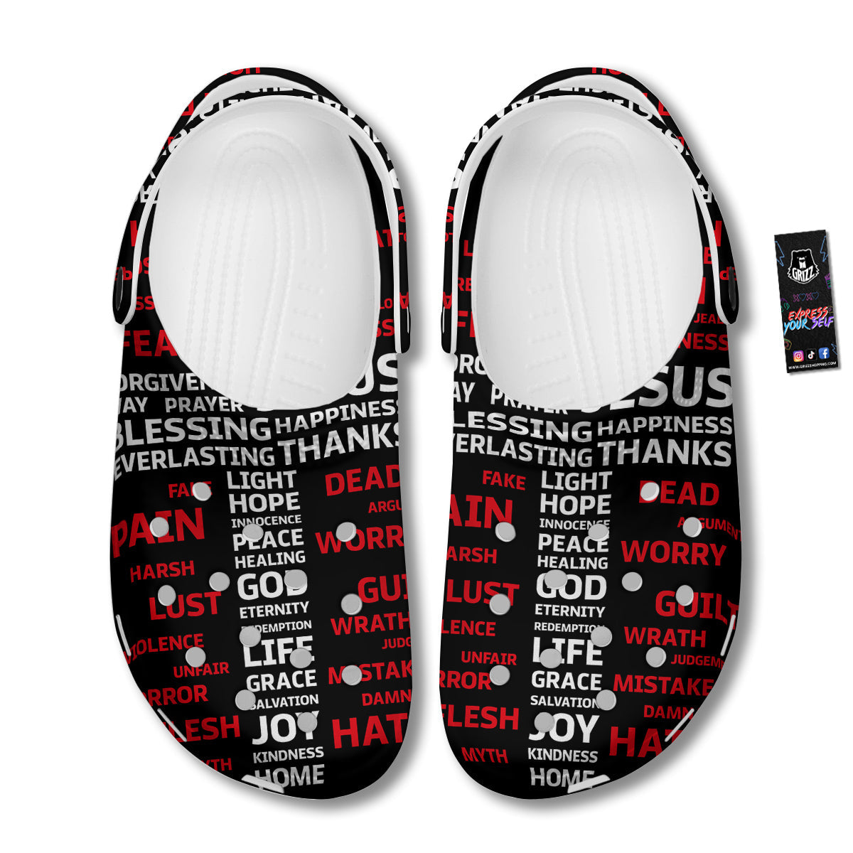 Religious Words Christian Cross Print Clog-grizzshop