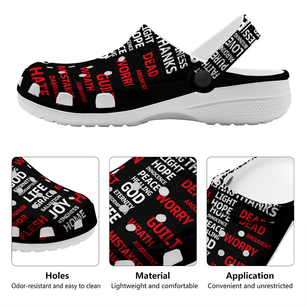 Religious Words Christian Cross Print Clog-grizzshop