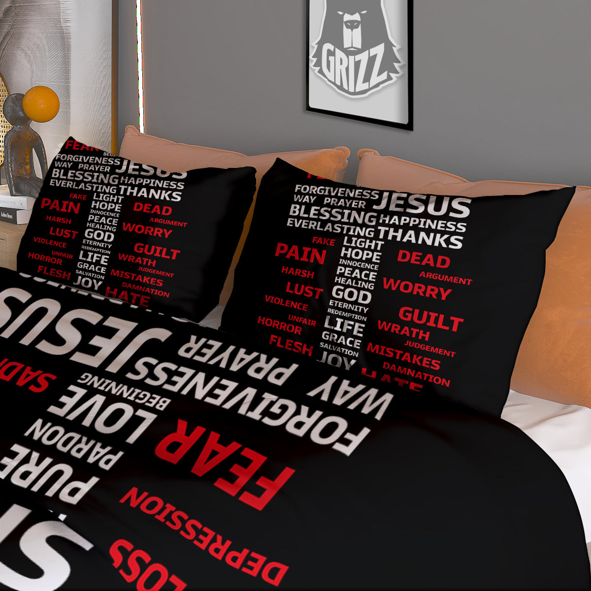 Portrait Golden Retriever Print Duvet Cover Bedding Set