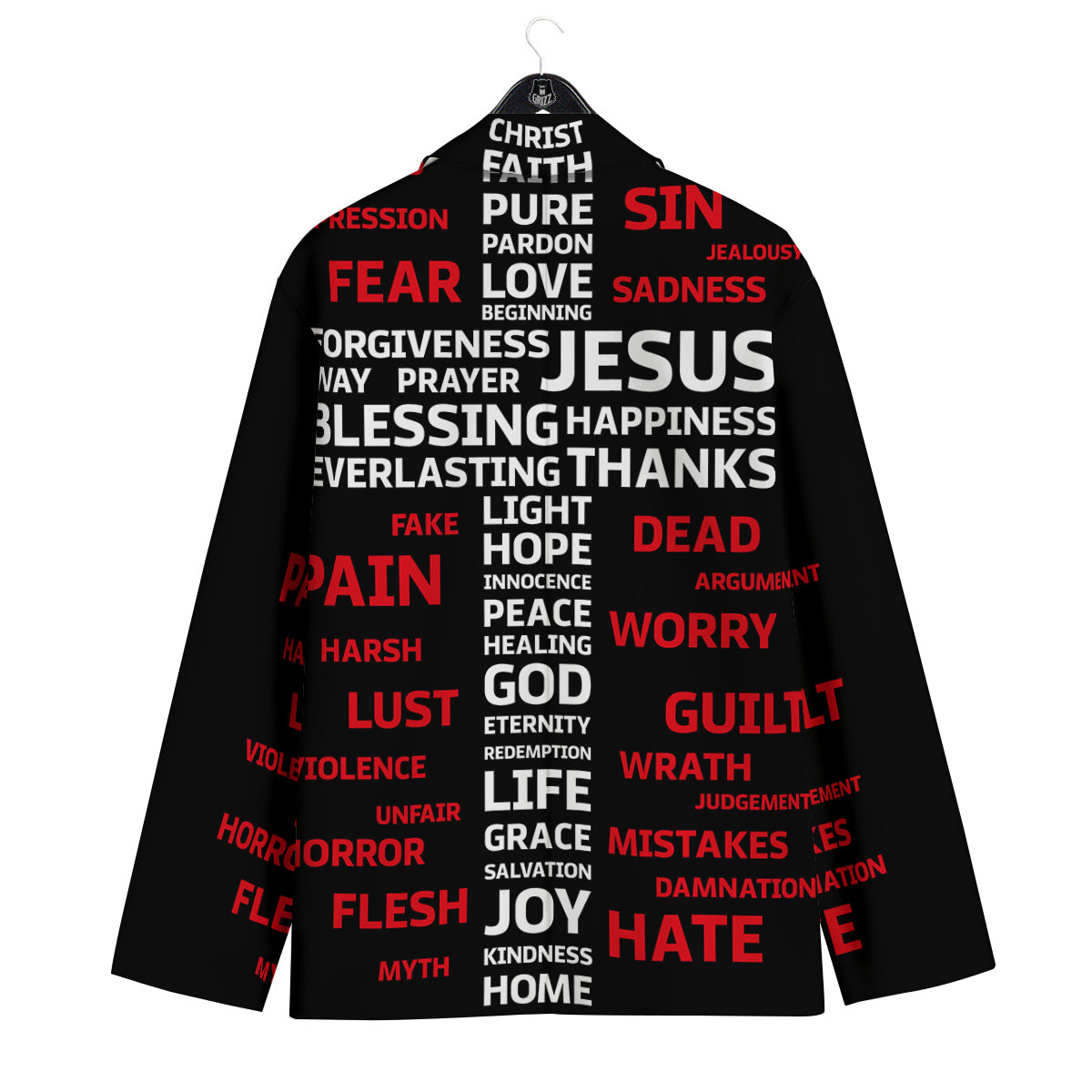 Religious Words Christian Cross Print Men's Sport Coat-grizzshop