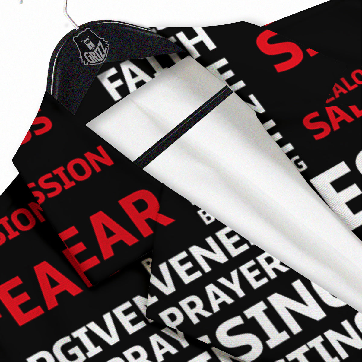 Religious Words Christian Cross Print Men's Sport Coat-grizzshop