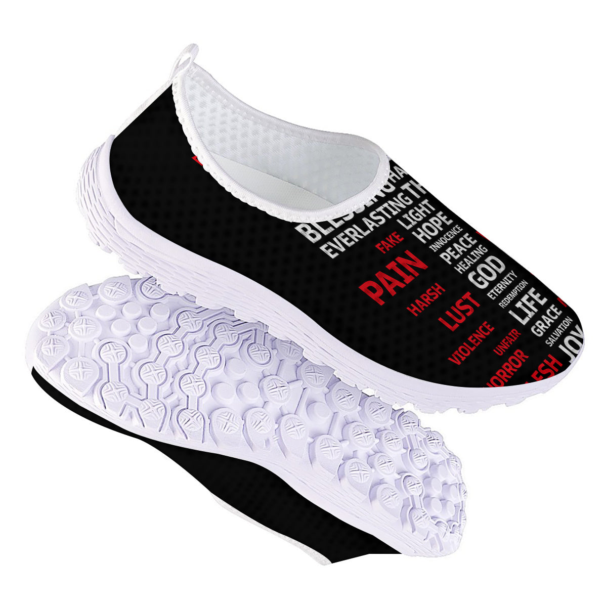 Religious Words Christian Cross Print Nurse Shoes-grizzshop