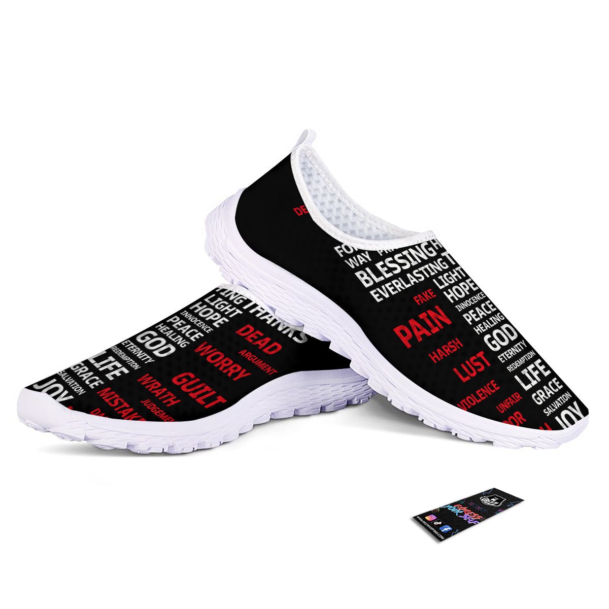 Religious Words Christian Cross Print Nurse Shoes-grizzshop