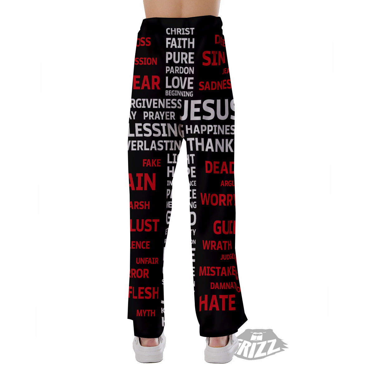 Religious Words Christian Cross Print Pajama Pants-grizzshop