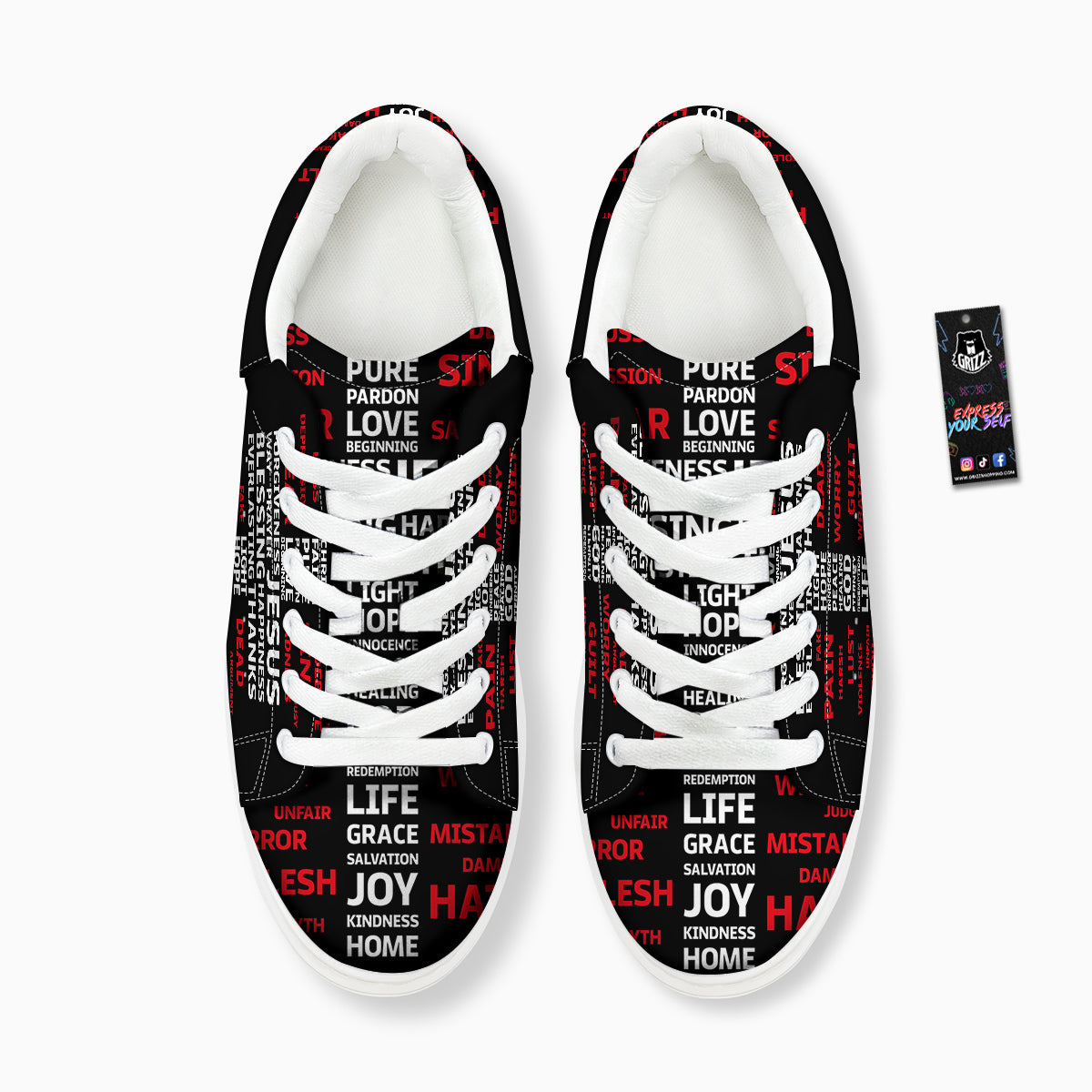 Religious Words Christian Cross Print Platform Shoes-grizzshop