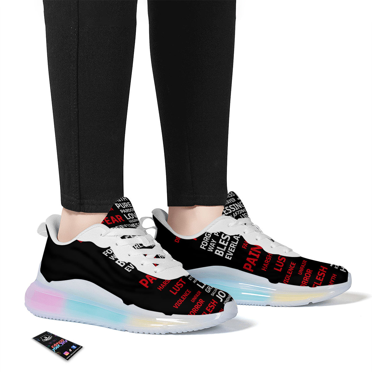 Religious Words Christian Cross Print Running Sneakers-grizzshop