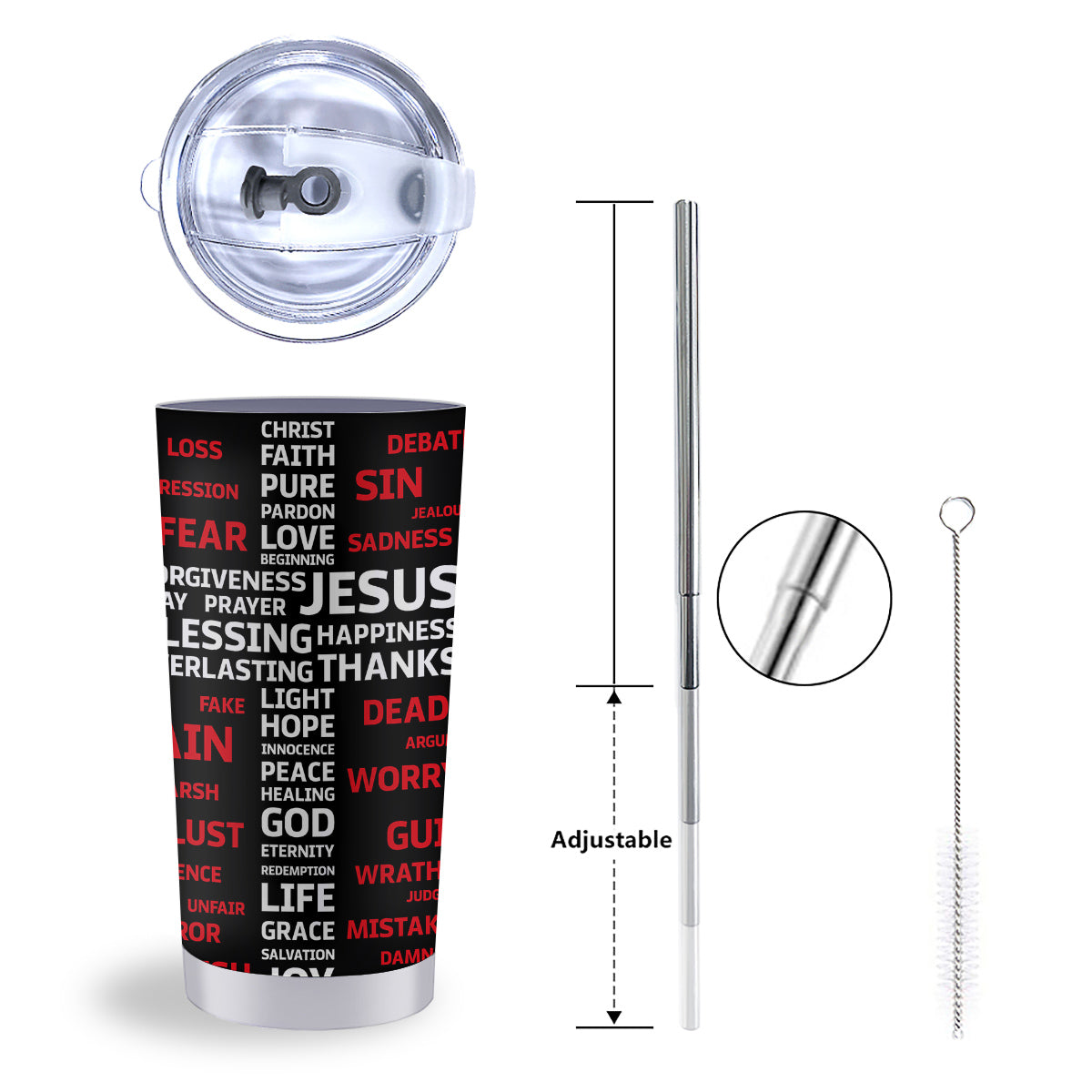 Religious Words Christian Cross Print Tumbler-grizzshop