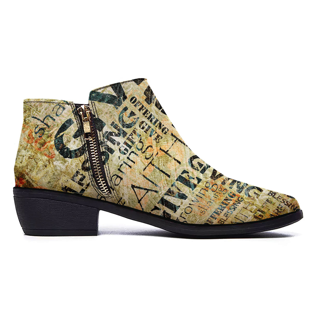 Religious Words Tithing And Giving Print Ankle Boots-grizzshop