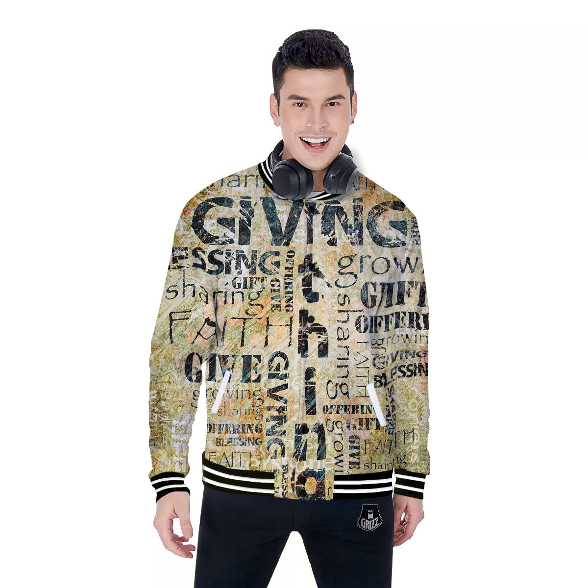 Religious Words Tithing And Giving Print Baseball Jacket-grizzshop