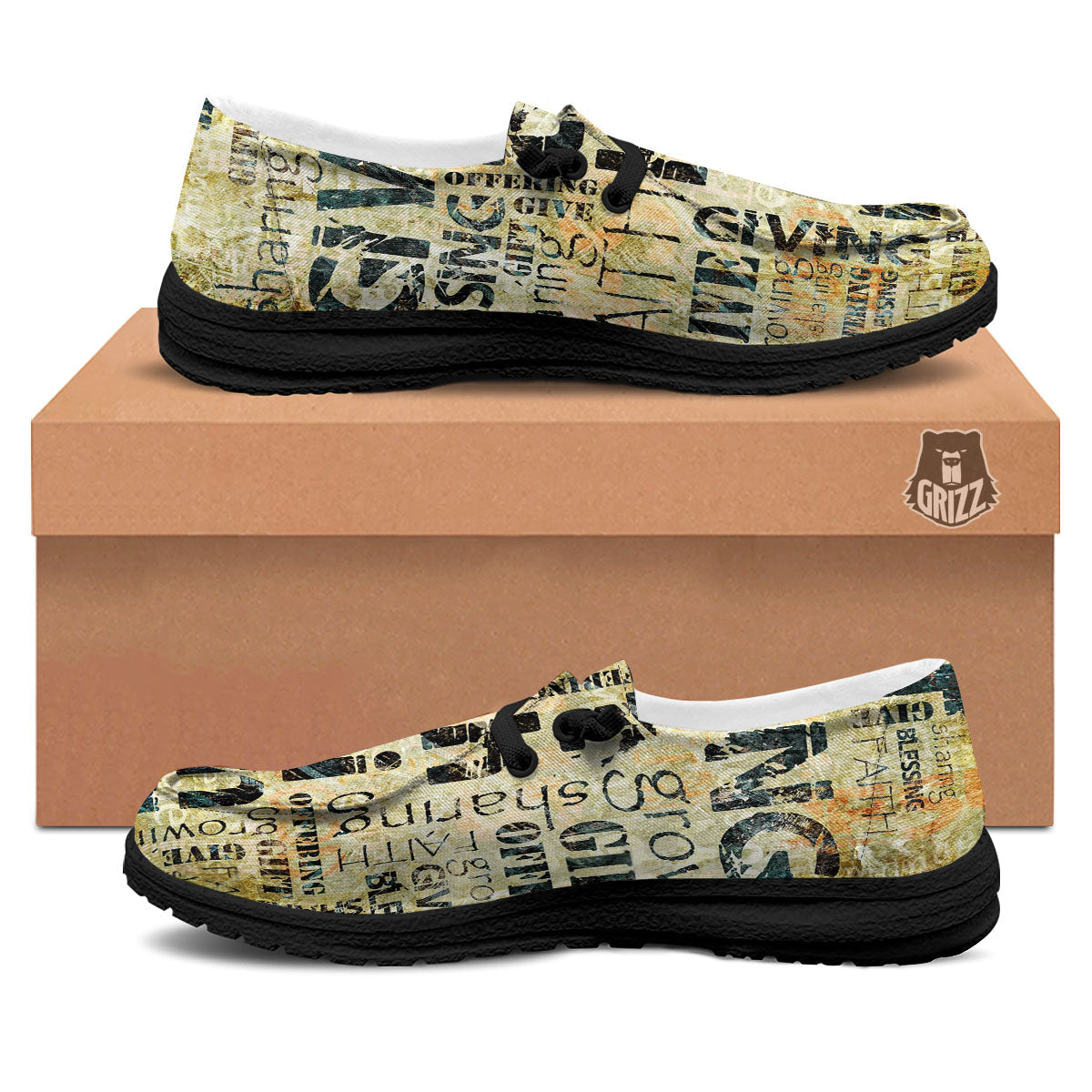 Religious Words Tithing And Giving Print Black Loafers-grizzshop