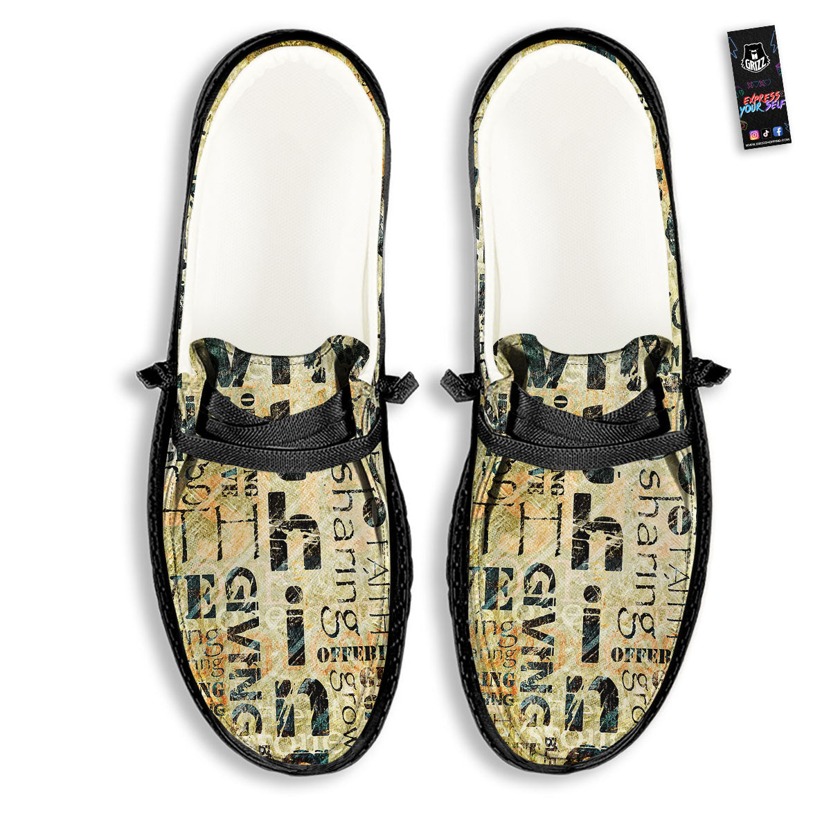 Religious Words Tithing And Giving Print Black Loafers-grizzshop