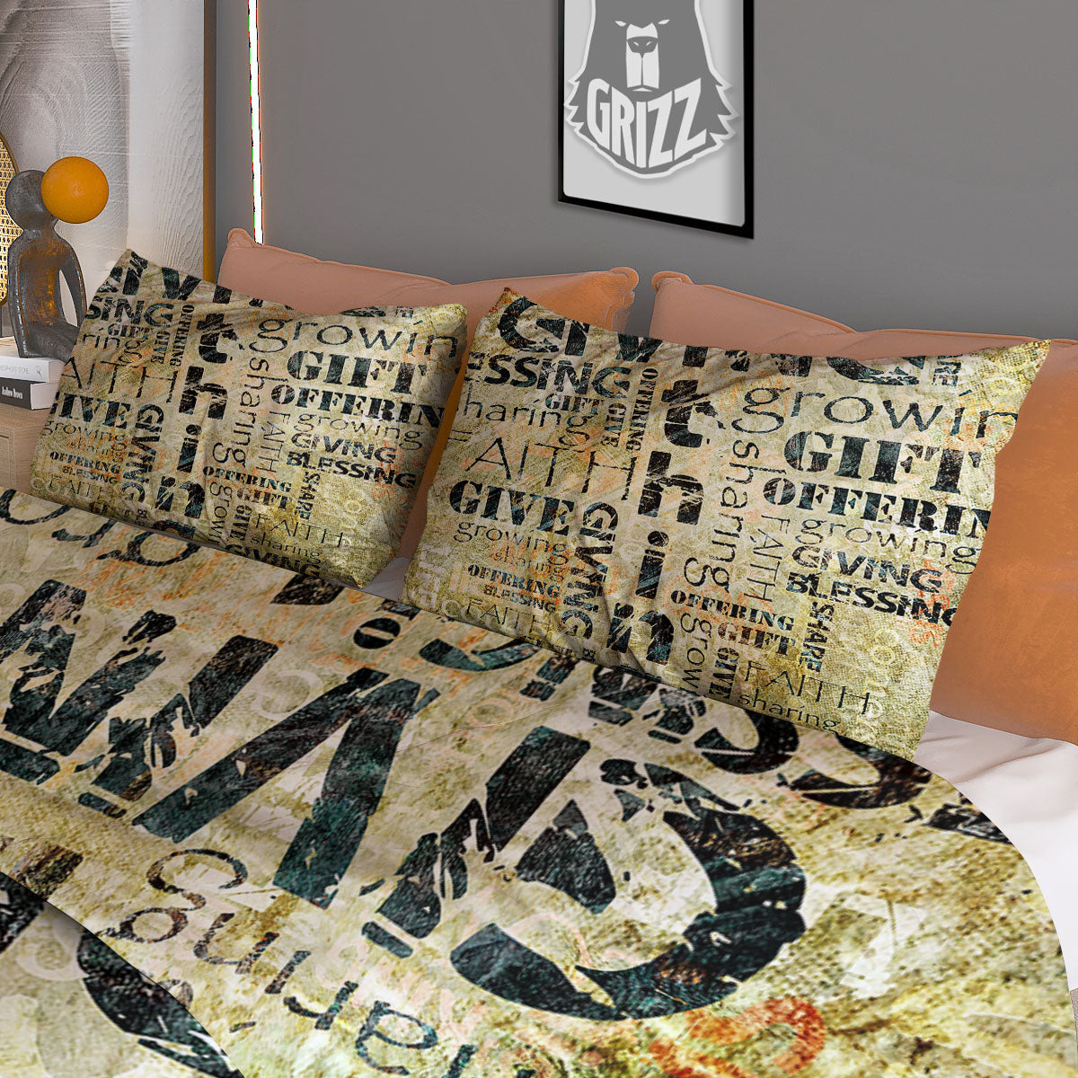 Religious Words Tithing And Giving Print Duvet Cover Bedding Set
