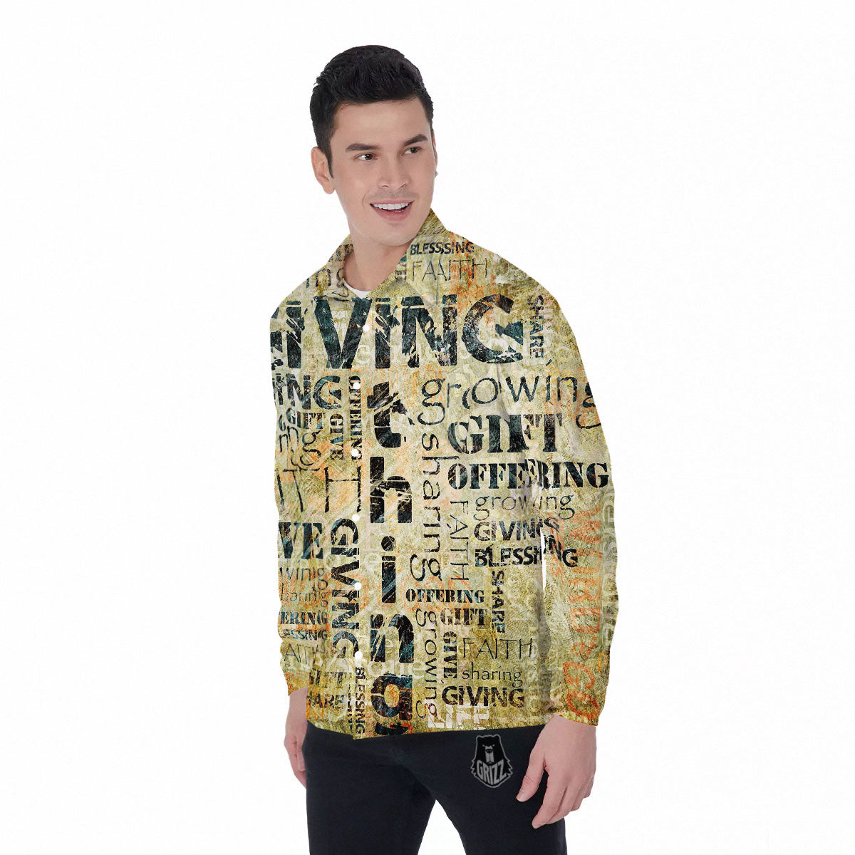 Religious Words Tithing And Giving Print Men's Long Sleeve Shirts-grizzshop