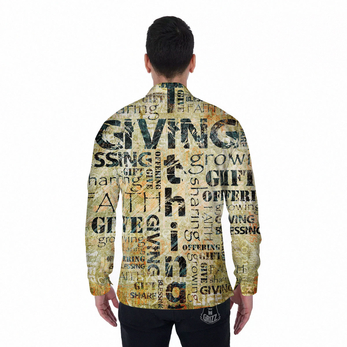 Religious Words Tithing And Giving Print Men's Long Sleeve Shirts-grizzshop