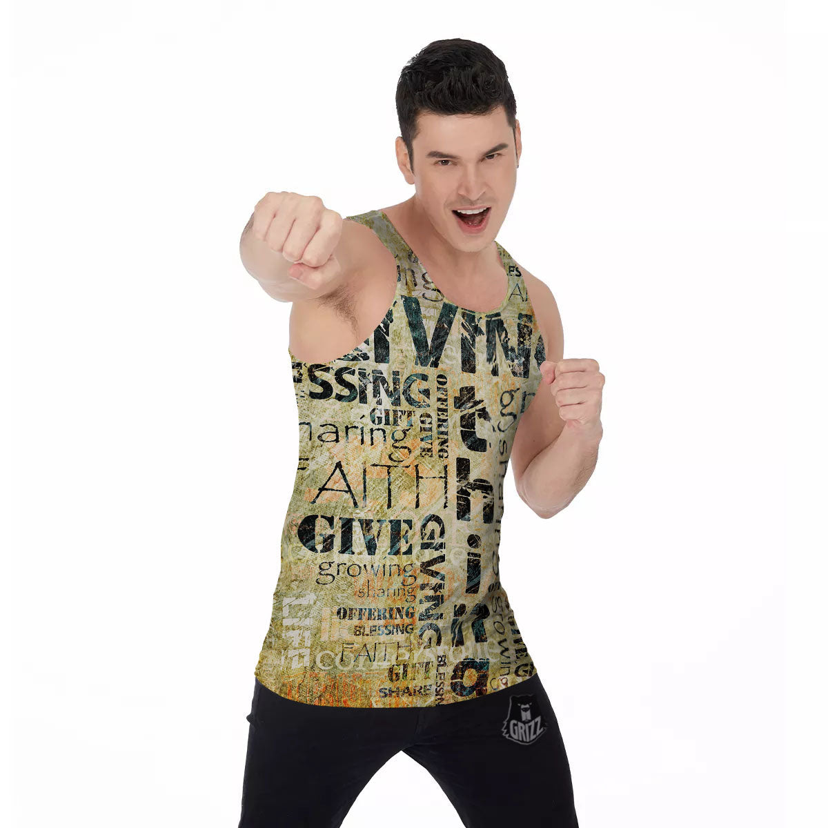 Religious Words Tithing And Giving Print Men's Tank Top-grizzshop