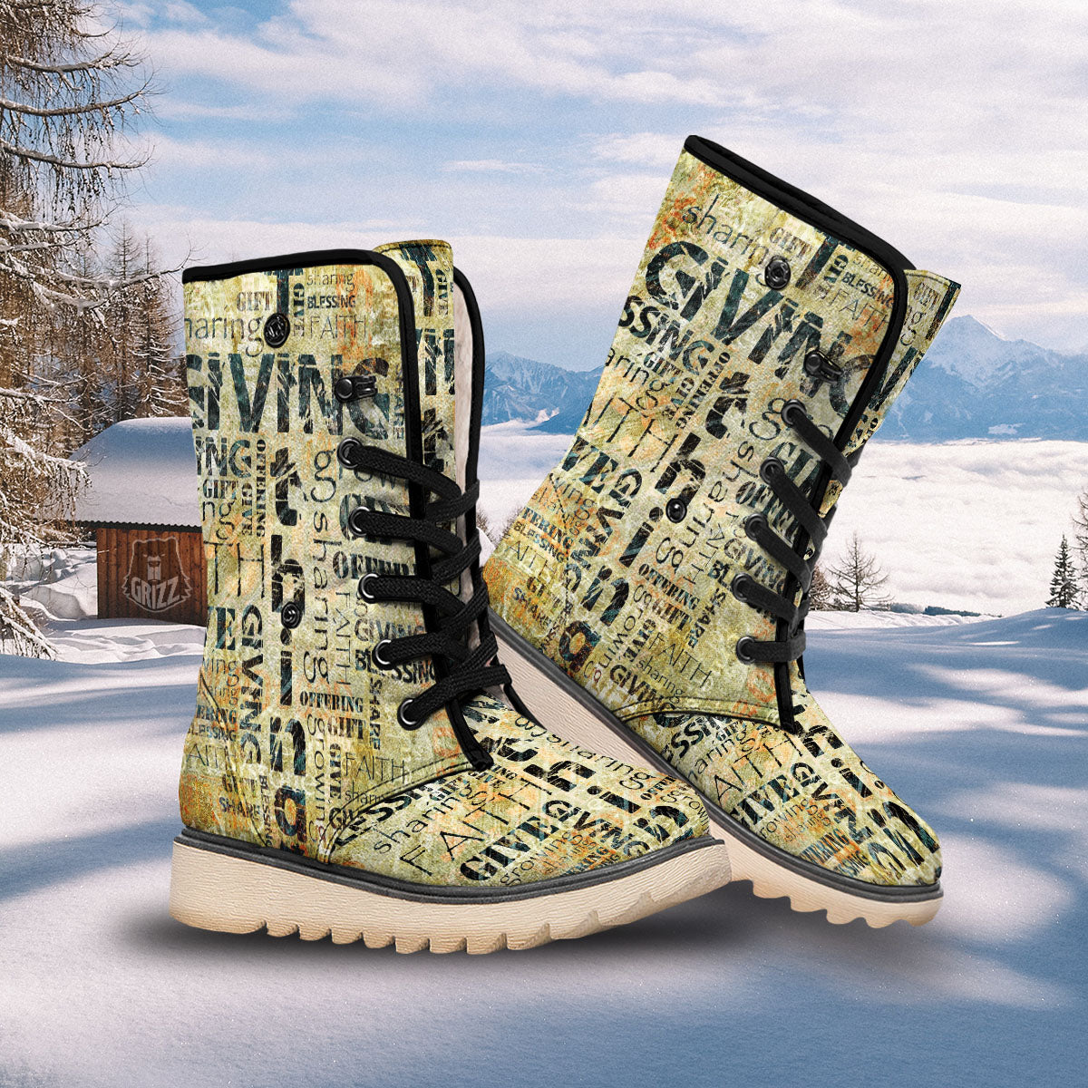 Religious Words Tithing And Giving Print Snow Boots-grizzshop