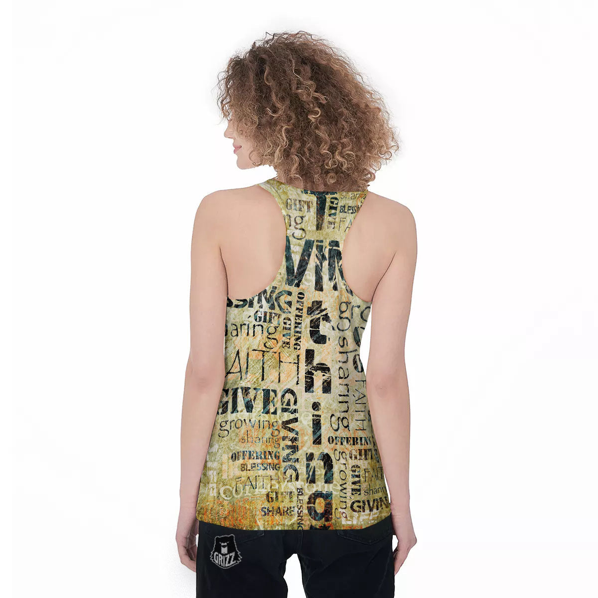 Religious Words Tithing And Giving Print Women's Racerback Tank Top-grizzshop