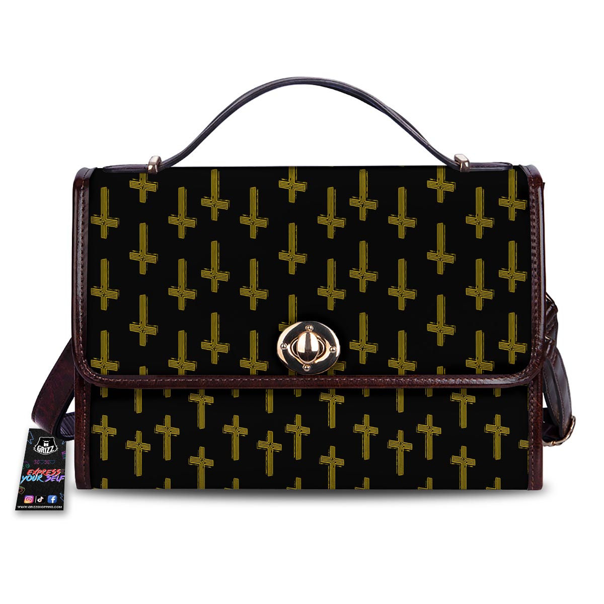 Religious Christian Cross Print Pattern Women's Satchel Bag