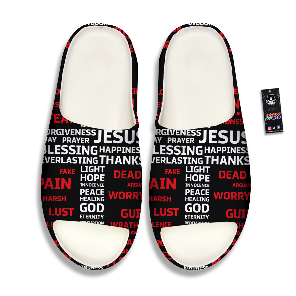 Religious Words Christian Cross Print Sandals-grizzshop